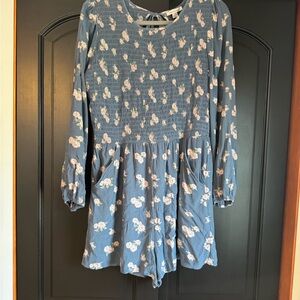 American Eagle Outfitters Blue and Pink Floral Romper